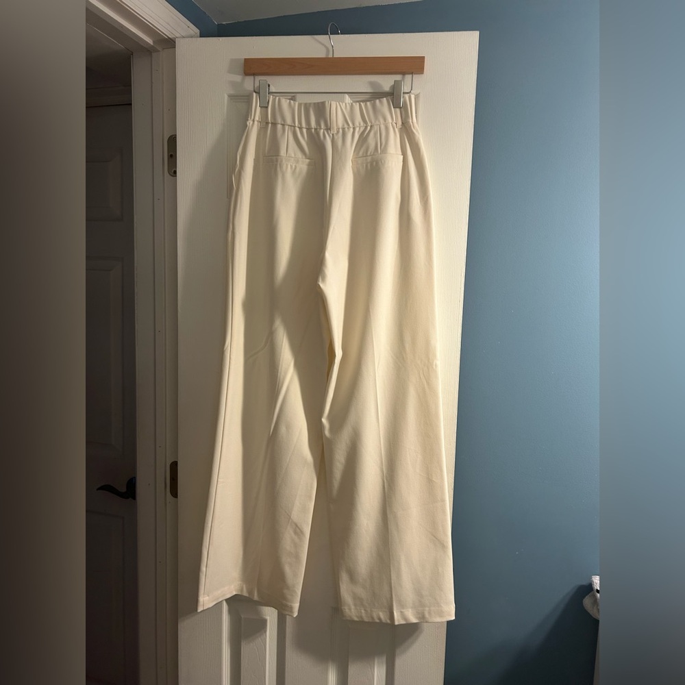 The Workshop Republic Clothing Cream High-Rise Trousers - Picture 2 of 5
